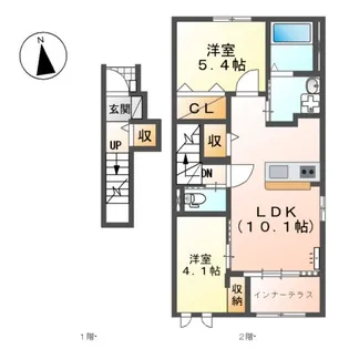 サントル ヴィラージュ村部 B【201号室】の間取り