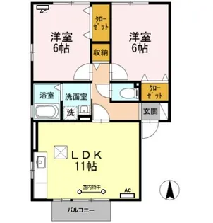 セジュールかすみ A棟【102号室】の間取り