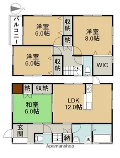 愛知県稲沢市日下部北町1丁目【一戸建】の間取り