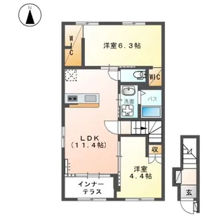 シャトー ルボア【201号室】の間取り