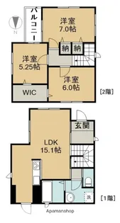 愛知県清須市新清洲3丁目【一戸建】の間取り