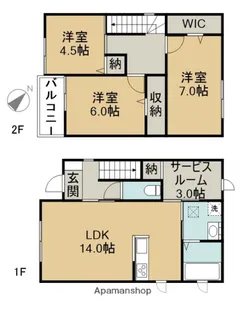 愛知県清須市大嶋1丁目【一戸建】の間取り