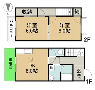愛知県清須市土田1丁目【テラスハウス】の間取り