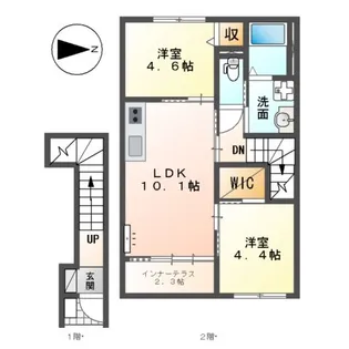 (仮)あま市新居屋アパート【201号室】の間取り