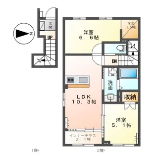 DUO TERRACE【2階】の間取り