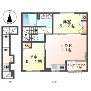 仮)大治町西條アパート【2階】の間取り