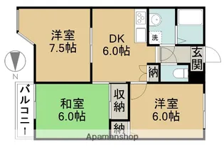 サンリバー【2B号室】の間取り