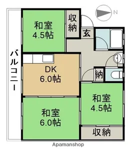 萱津ビップ【402号室】の間取り