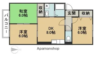 プリベイル東高田【A202号室】の間取り