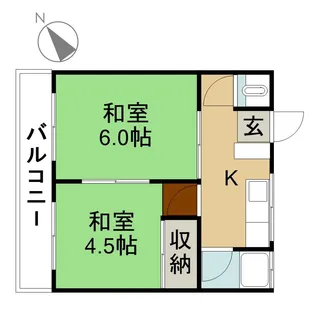 安井荘B【2号室】の間取り