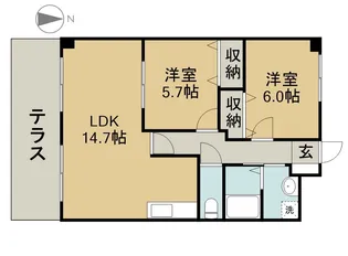 クレアール古城【102号室】の間取り