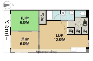 シャトーイサム【105号室】の間取り