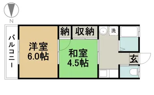第2コーポ分地【2B号室】の間取り