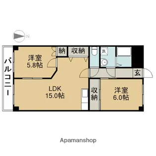 メゾンソレイユ【406号室】の間取り