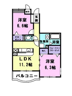 パラッツオ白山【201号室】の間取り