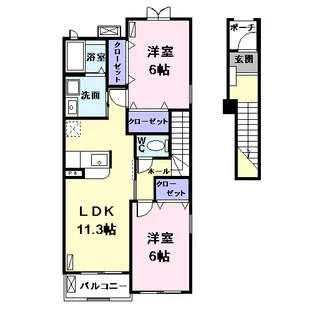 グリーンスプラウト【2階】の間取り