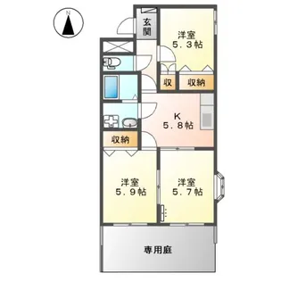 ロスロリエンB棟【101号室】の間取り