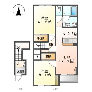 カーサ フェリーチェ【202号室】の間取り