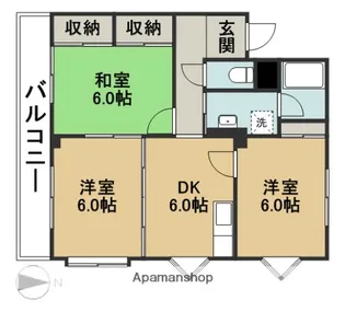 サンヴィラ篠田B棟【101号室】の間取り