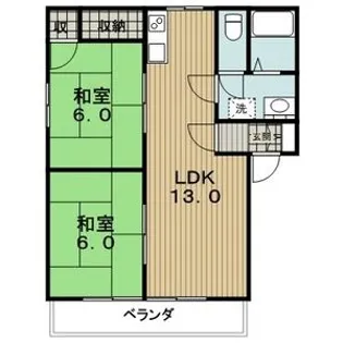 ローズガーデン800 F棟【202号室】の間取り