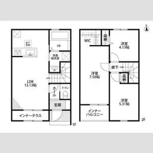 リーブルファイン川部Ⅲ【103号室】の間取り