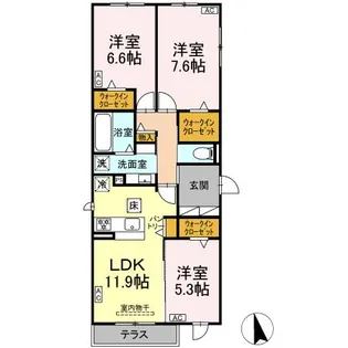 YOKOI HOUSE ⅩI【1階】の間取り