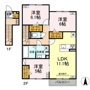 グランメゾンE【2階】の間取り