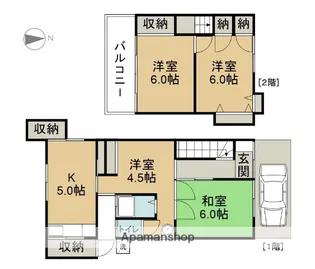 愛知県愛西市町方町彦作堤外【一戸建】の間取り