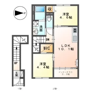 (仮)あま市新居屋大日北アパート【2階】の間取り