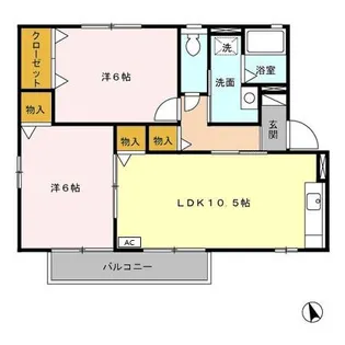 グランヴェールB棟【2階】の間取り