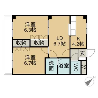 2LDKの間取り画像