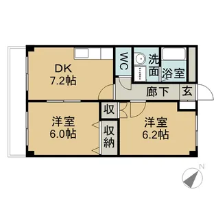 グリーンパレスⅡ【202号室】の間取り
