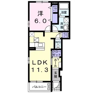 カーサ・プラシードA【1階】の間取り