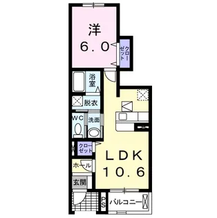 1LDKの間取り画像