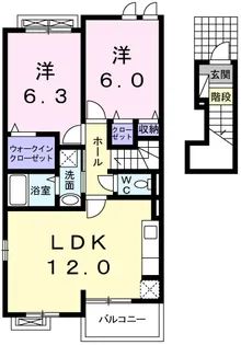 2LDKの間取り画像