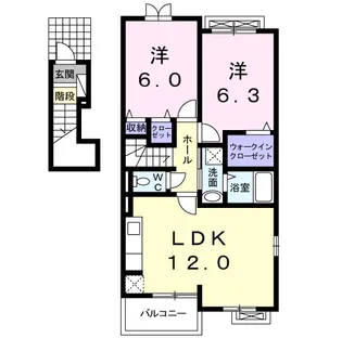 2LDKの間取り画像