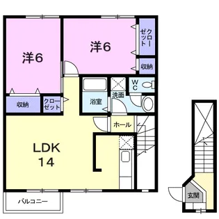 グリ-ンハイツ宮町B【2階】の間取り