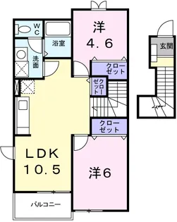 ネオメイト21 B【2階】の間取り