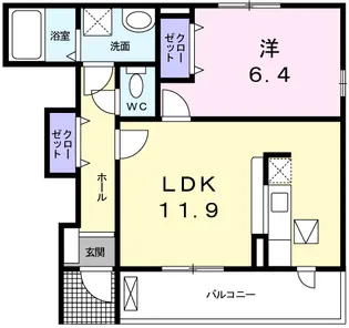 サンリット タウンC【1階】の間取り