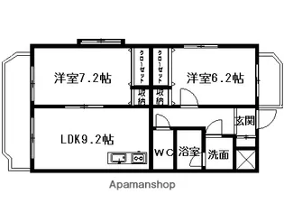 レーベン久沓【2A号室】の間取り