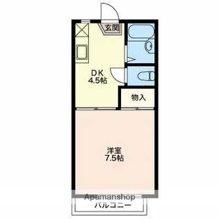 1DKの間取り画像