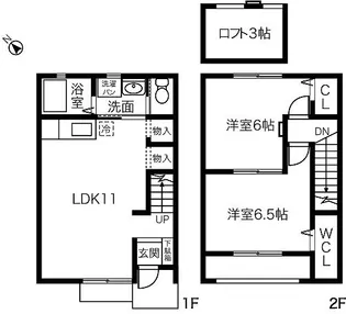 愛知県西尾市一色町赤羽東乾地【テラスハウス】の間取り