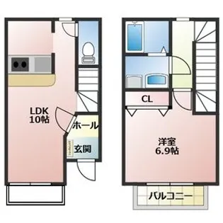 ヨーロピアンシャレー鵜ヶ池【103号室】の間取り
