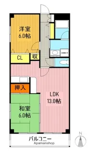 2LDKの間取り画像