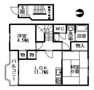 カルテット中島新町【2階】の間取り