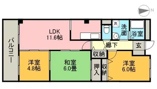 グランドヒルズ入場1番館【6階】の間取り
