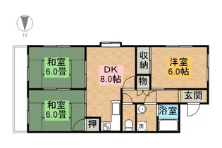 スカイコーポ森A・B棟【2階】の間取り