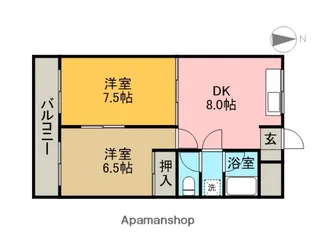 2DKの間取り画像