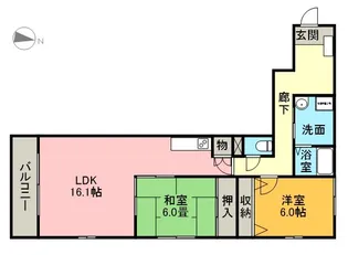 2LDKの間取り画像