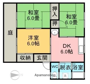 ファミールサーティーンセブンB【1階】の間取り